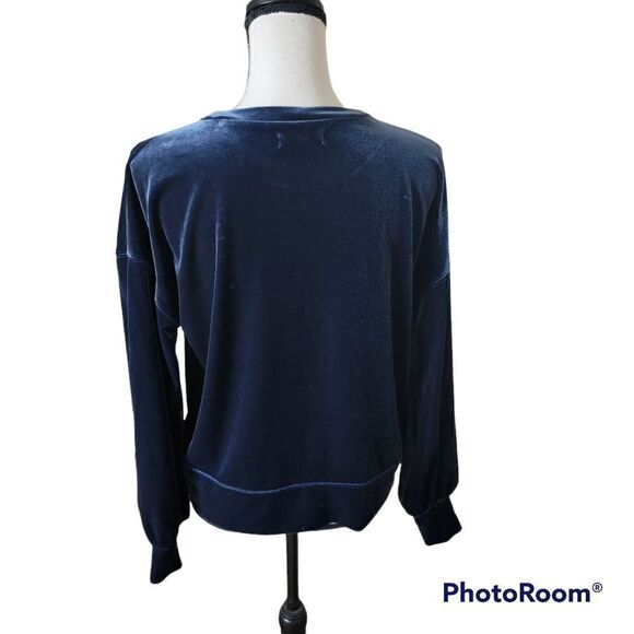 Madewell Navy Blue Velvet Top with Balloon Sleeves. Size S. - Picture 6 of 11